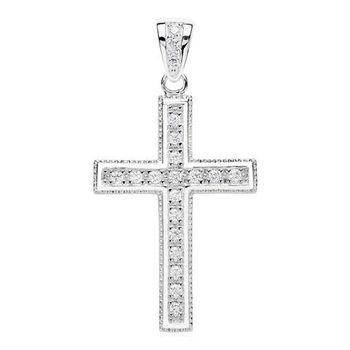 Exclusivo colgante cruz de plata con circonitas