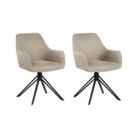conjunto de 2 sillas de comedor modernas de tela asiento acolchado patas de metal negro giratorias gris pardo jodar