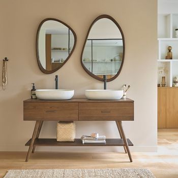 Mueble De Baño De Madera Mindi Maciza De 135 Cm