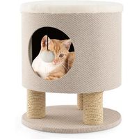 taburete para gatos 3 en 1 con condominio costway 40 x 40 x 47 cm beige