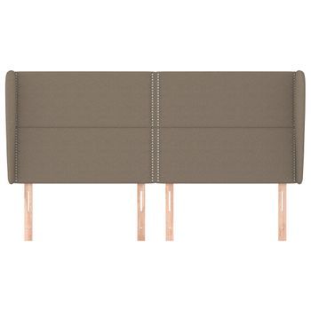 Cabecero Cama Mueble De Dormitorio Con Orejas De Tela 183 X 23 X 118/128 Cm Gris Topo M02_0003452