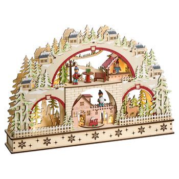 Decoración De Navidad Led Figurita De Madera Accesorios Navideños Marrón Claro Selura