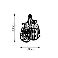 decoracion pared de metal the best defense is a good offence-455 negro 50x70 cm