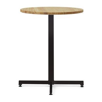 Mesa Redonda Icub 60x75cm Negra En Madera Maciza De Pino Acabado Natural Estilo Nórdico Industrial