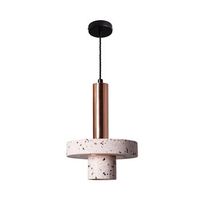 lampara colgante metal y cemento hestia oro rosa