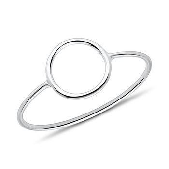 Ladies 9 quilates anillo círculo de oro blanco