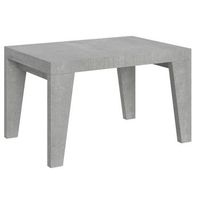 mesa de comedor extensible de madera naxo-color gris cemento-soporte 2 pies-alargaderas -ancho extensible