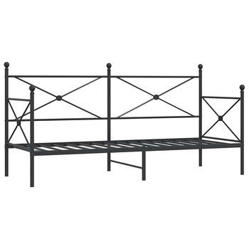 Cama Individual | Cama Para Adultos | Sofá Cama Sin Colchón Terciopelo Negro 90x200 Cm Acero