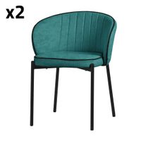 2x sillas de comedor turquesa oscuro con funda de tela y respaldo