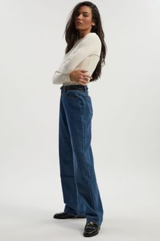 Vaqueros Boyfriend Básicos De Tiro Alto, Azul