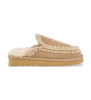 Mou para mujer. MU.FW101125A Zuecos de Piel Eskimo marrón (38), Plano, Ninguno, Casual