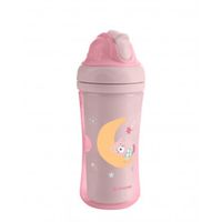 vasito de pp con pajita de silicona 220ml moony me rosa