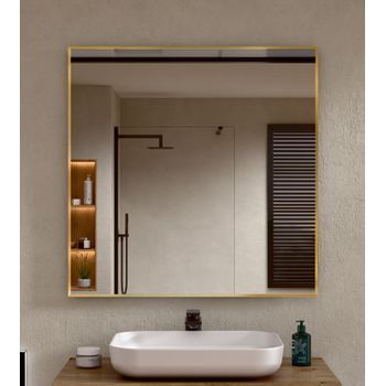Espejo De Baño Rectangular Marco Dorado 80×80 Cm (al×an) Bellobath