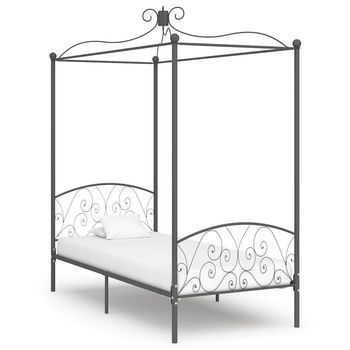 Estructura Cama Con Dosel Sin Colchón Metal Gris 90x200 Cm Vidaxl