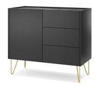 comoda efecto madera negro y dorado