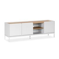 mueble tv curva 3 puertas color blanco