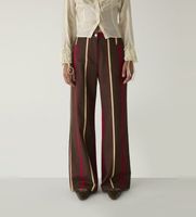 laagam para mujer m4041 pantalon leroy de sarga a rayas marron 38 casual algodon clasico