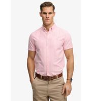 superdry para hombre m4011101a camisa oxford preppy de manga corta a rayas coral s casual algodon