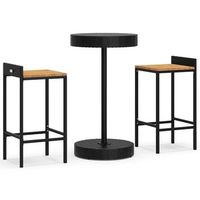conjunto mesa bar y taburetes jardin 3 uds madera acacia ratan pe negro