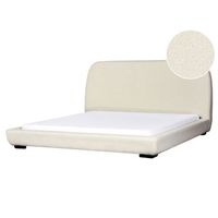 cama con somier clasica con cabecero tapizado de boucle beige claro 180 x 200 cm roisel
