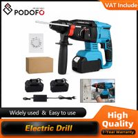 podofo taladro percutor inalambrico sin escobillas de 21v taladro de impacto multifuncion herramienta de demolicion 3 en 1 taladro martillo cincel taladro electrico a prueba de polvo agua y