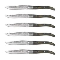 set 6 cuchillos chuleteros acero inox 23x24x15cm lou laguiole volcano - acero no apto microondas