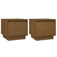 mesitas de noche 2 uds madera de pino marron miel 35x34x32 cm vidaxl