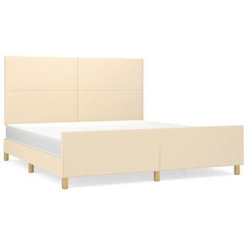 Cama Matrimonial | Cama Para Adulto | Cama Sin Colchón Tela Color Crema 180x200 Cm