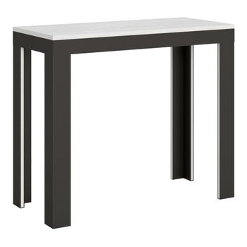 Consola extensible 90x40/196 cm efecto madera fresno blanco, hierro