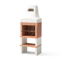 movelar - barbacoa de obra prefabricada para lena y carbon modelo nazca 70 blanco naranja - 865 x 58 x 240 cm ref m00494 - uso en exteriores