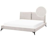 cama con somier moderno tapizado de pana somier de listones cabecero acolchado 180 x 200 cm beige claro melle