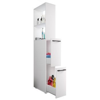 Vcm Gabinete De Baño De Madera | Muebles De Baño | Gabinete De Nicho | Divisor De Habitación | Gabinete Alto | Dimensiones Aprox. Al. 183 X An. 25 X P. 50 Cm - Sadilo Xl (blanco)