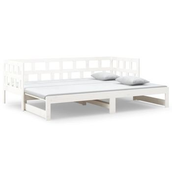 Cama Para Adulto | Cama Individual | Sofá Cama Extraíble Madera Maciza De Pino Blanco 2x(90x200) Cm