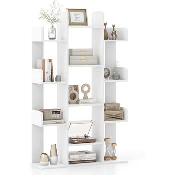 Estantería Costway Con 13 Estantes Abiertos (141 X 86 X 25 Cm - Madera - Blanco)