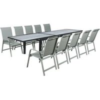 mesa y sillas de jardin lagos de aluminio extensible - 200320 x 105 x 76 cm - topo - 10 plazas