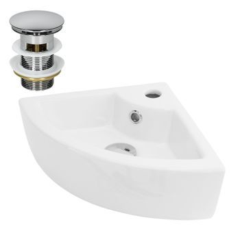 Lavabo Esquinero De Cerámica 46 X 33 X 13 Cm Blanco Ml-design
