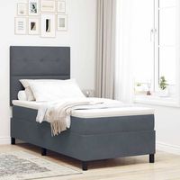 vidaxl cama tipo box spring gris oscuro 90 x 200 cm terciopelo