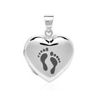 medallon de corazon huellas de plata 925