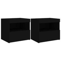 pack 2 uds mesitas de noche  mesa auxiliar  mesilla con luces led negro 50x40x45 cm