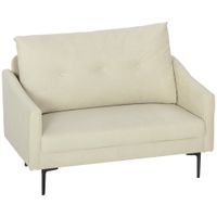 homcom sofa 2 plazas moderno con respaldo acolchado de botones y revestimiento de terciopelo 124x73x92 cm crema