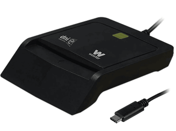 Lector DNI electrónico - Woxter PE26-200, LED, compatible con las tarjetas Smart Cards, Negro