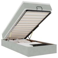 cama individual  cama para adultos  estructura cama otomana colchon terciopelo gris claro 80x200cm
