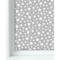 panorama vinilo ventanas gris 73x300cm estrellas