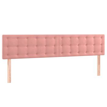Cabecero Cama Mueble De Dormitorio Con Led De Terciopelo 200 X 5 X 78/88 Cm Rosa M02_0001945