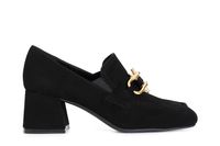 mocasin de ante con accesorio y tacon de 60 mm black