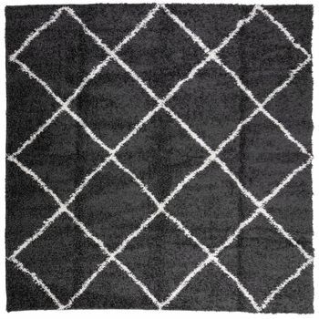 Alfombra De Pelo Largo Moderna Pamplona Negro Y Crema 120x120cm Vidaxl
