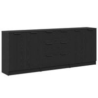 aparador 3 pcs roble negro 180 x 30 x 70 cm vidaxl
