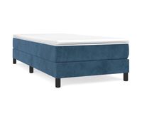 cama box spring con colchon terciopelo azul oscuro 80x200 cm