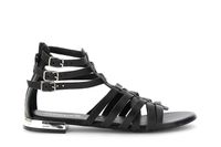 sandalias de piel con tiras cruzadas y 3 hebillas black 36