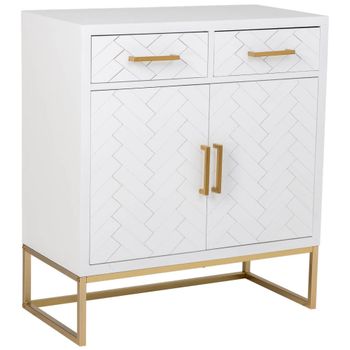 Aparador 2 cajones y 2 puertas de madera y metal blanco 80x39.5x89